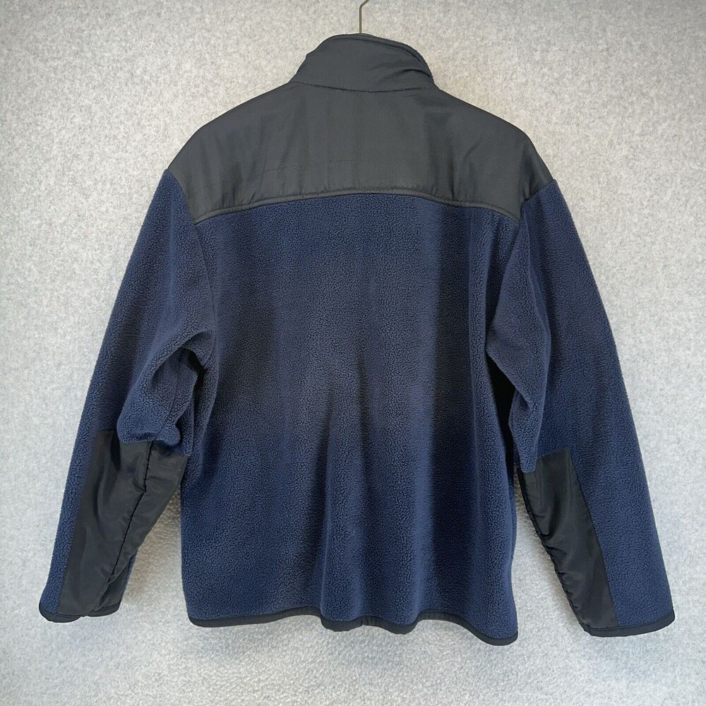 Young USA Mens Fleece Jacket Lightweight Black Blue Full Zip Zippered Pockets M - Picture 12 of 12